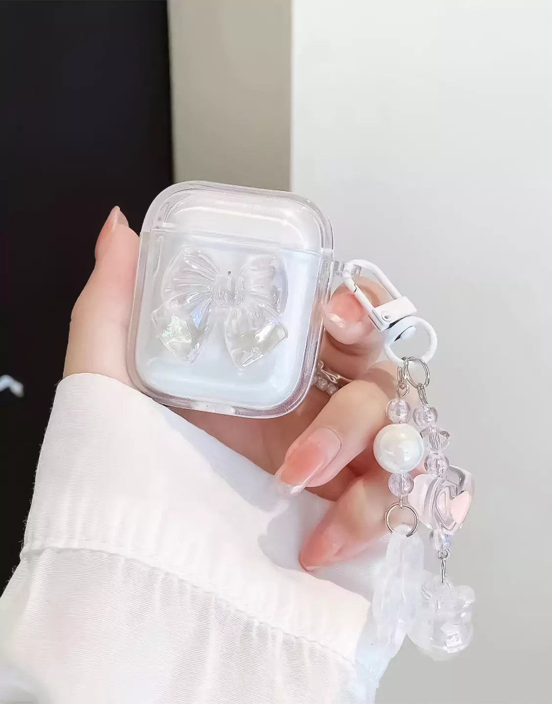 Laser Bow Knot Clear AirPods Case - URBANLUSA