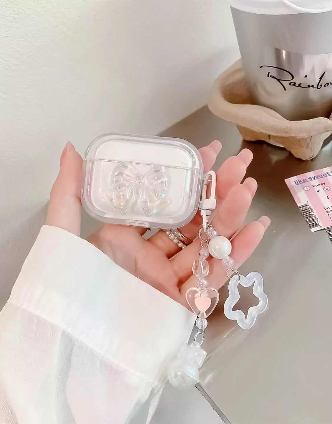 Laser Bow Knot Clear AirPods Case - URBANLUSA
