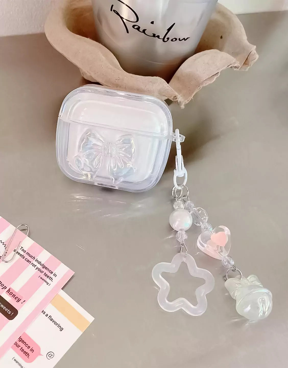 Laser Bow Knot Clear AirPods Case - URBANLUSA