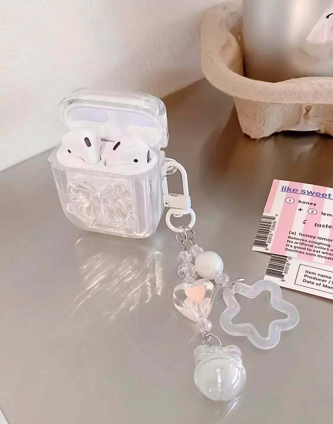 Laser Bow Knot Clear AirPods Case - URBANLUSA