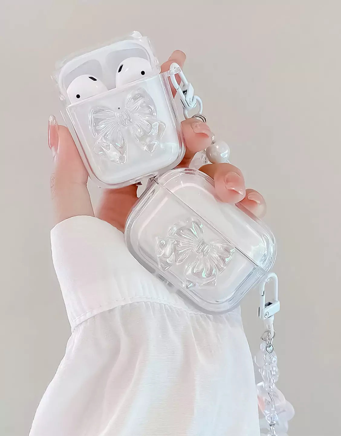 Laser Bow Knot Clear AirPods Case - URBANLUSA
