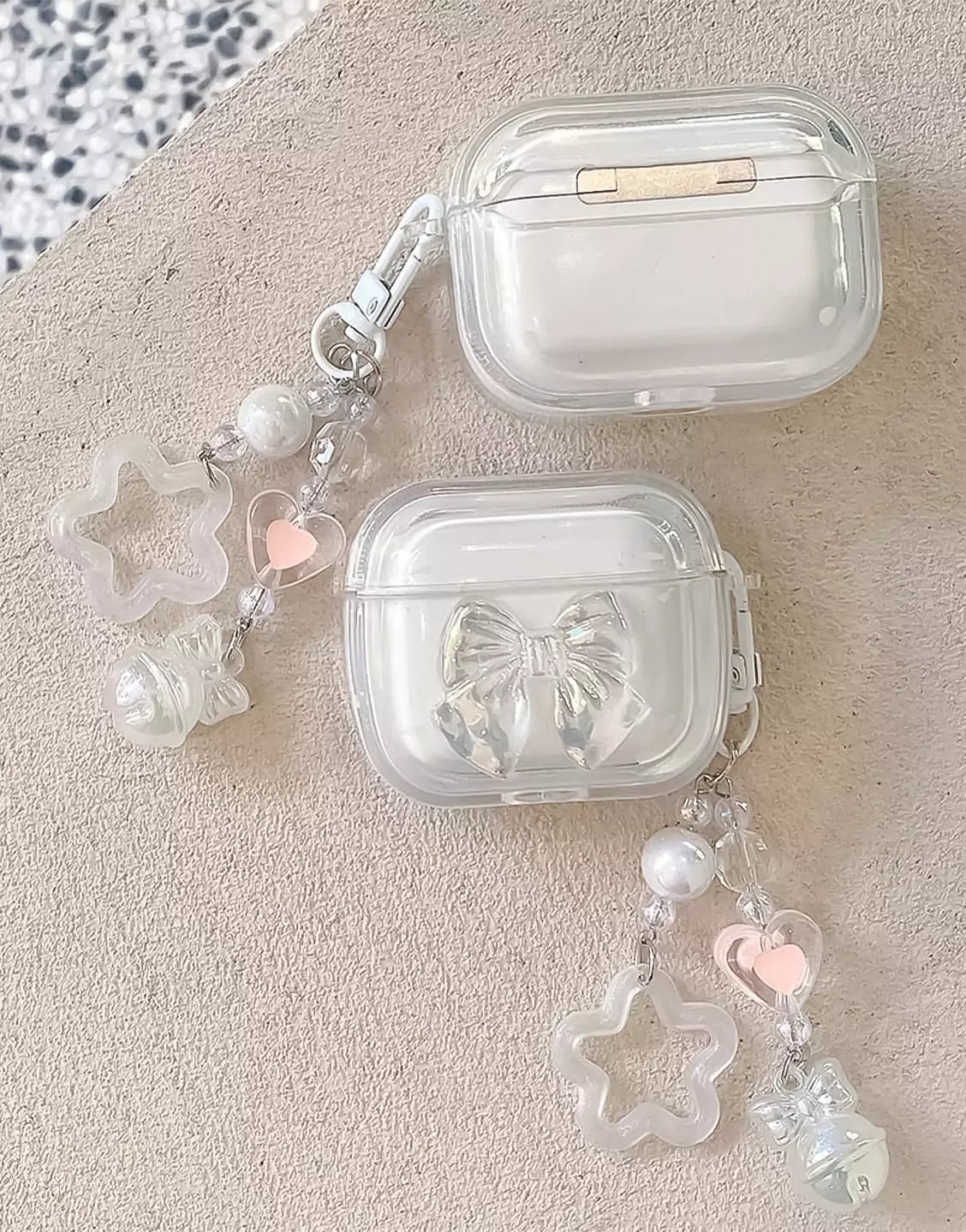 Laser Bow Knot Clear AirPods Case - URBANLUSA