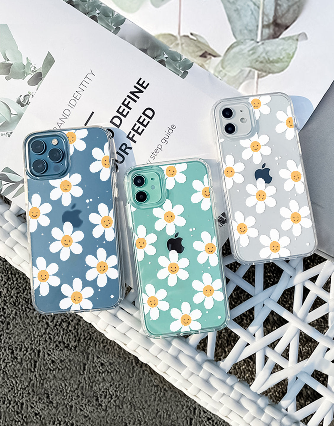 Aesthetic Flower Smile Case for iPhone 16 15 14 13 12 11 Pro Max Daisy Flower Case iPhone 16 15 14 13 12 11 XR Cute Floral XS Max X 8 7 SE Case