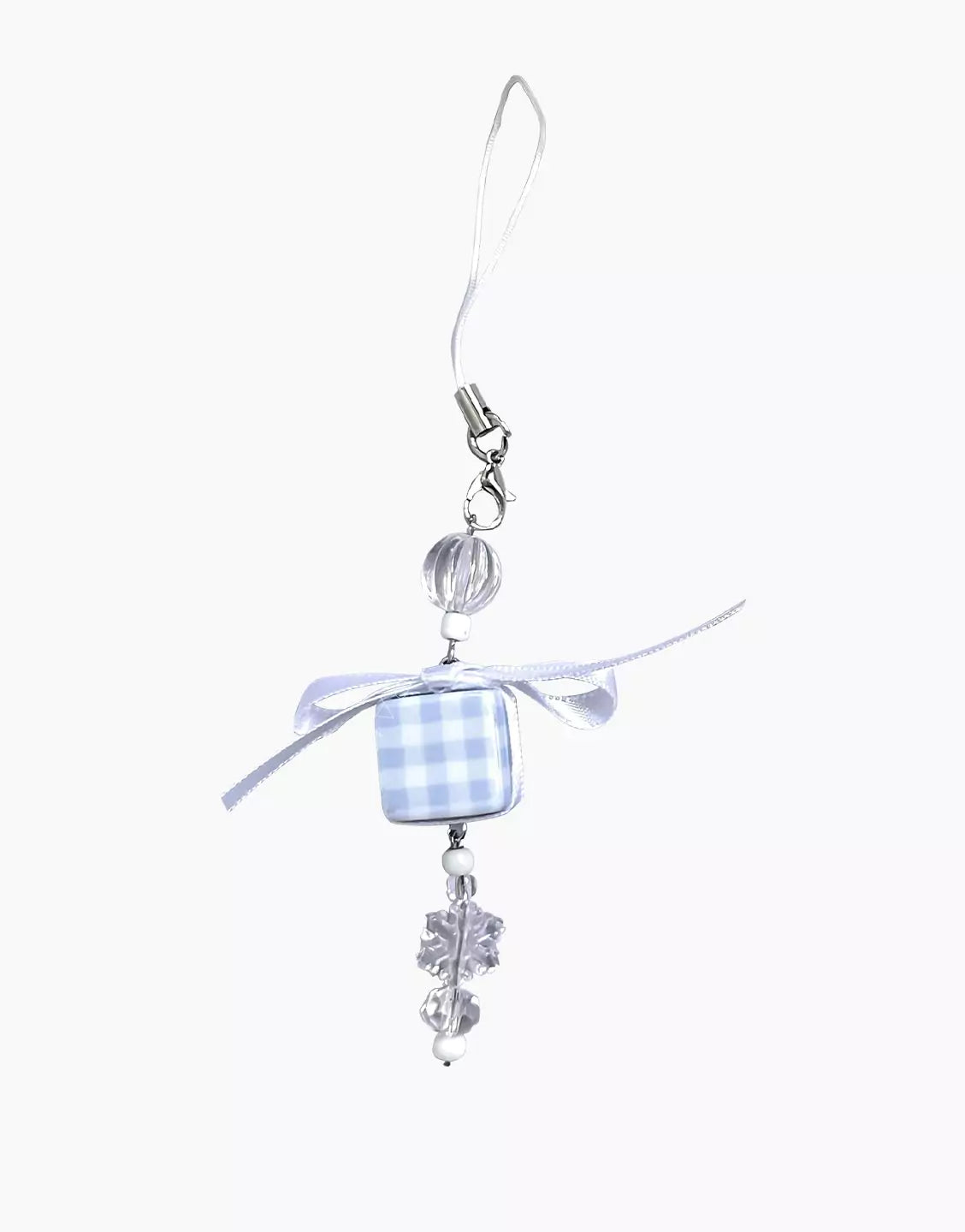 Baby Blue Snowflake Bowknot Phone Charm - URBANLUSA