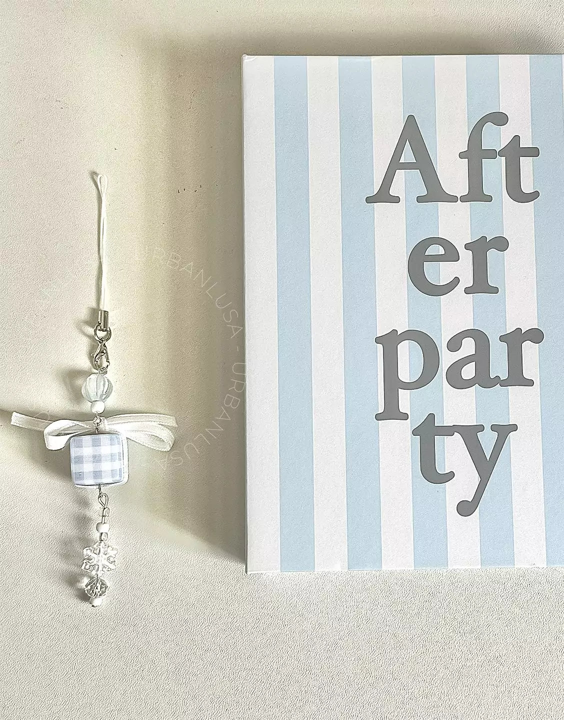Baby Blue Snowflake Bowknot Phone Charm - URBANLUSA