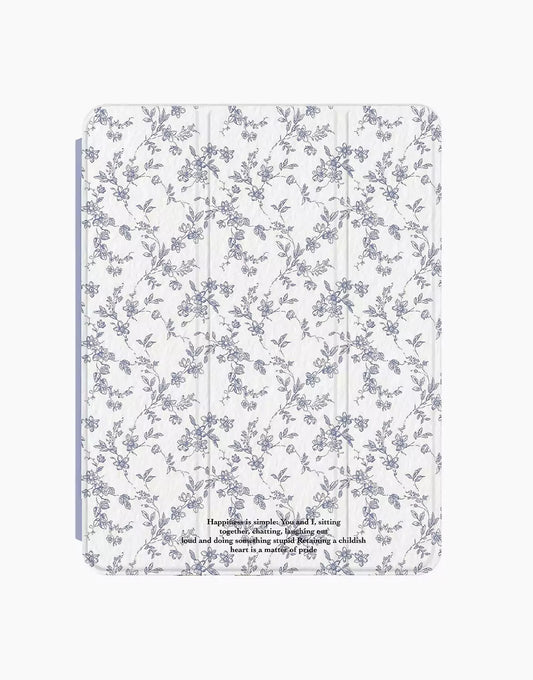 Beautiful Vintage Floral Print iPad Case with Pencil Holder for iPad 10.2 iPad Air 5 4th 3rd Generation 10.9 2022 10th iPad 9.7 5 6th 2020 2021 2024 Pro 11 Case