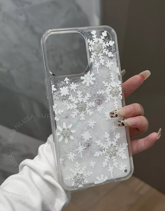 Pretty Bling 3D Snowflake Winter Quicksand iPhone Case