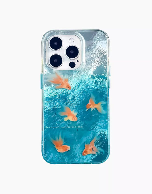 Summer Blue Ocean Goldfish iPhone Case - URBANLUSA