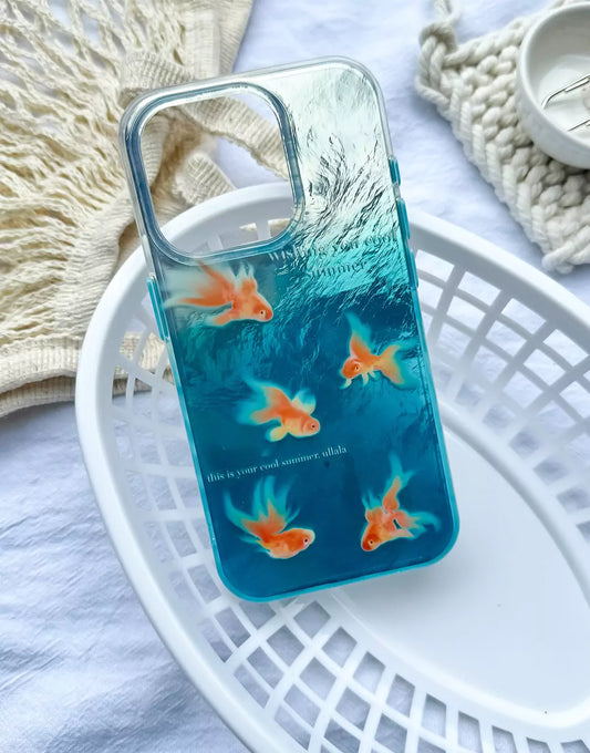 Summer Blue Ocean Goldfish iPhone Case - URBANLUSA