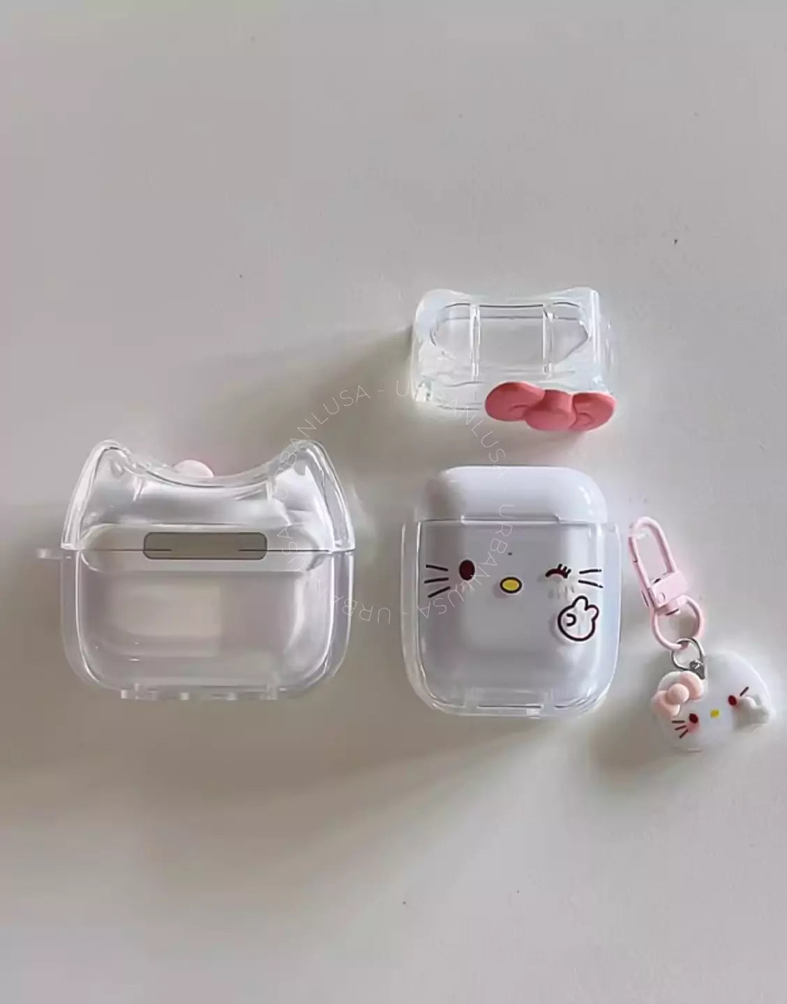 Clear Kitty Head AirPods Case with Pink Bow AirPods 4 Pro 2 Case AirPods 4 Case AirPods 1 2 Case, Cute AirPods 3 Case, AirPods Pro Case, Aesthetic AirPods Case