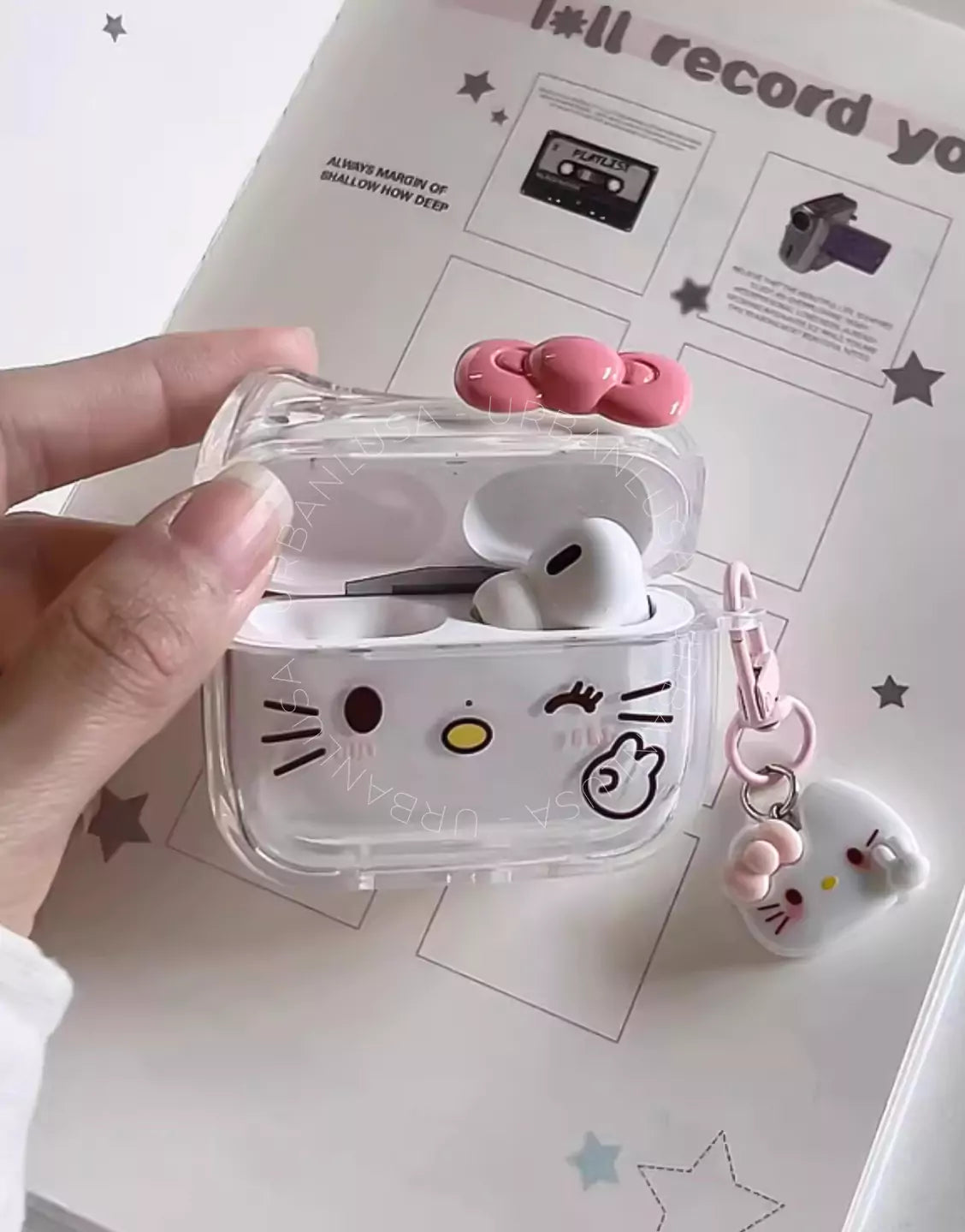 Clear Kitty Head AirPods Case with Pink Bow AirPods 4 Pro 2 Case AirPods 4 Case AirPods 1 2 Case, Cute AirPods 3 Case, AirPods Pro Case, Aesthetic AirPods Case