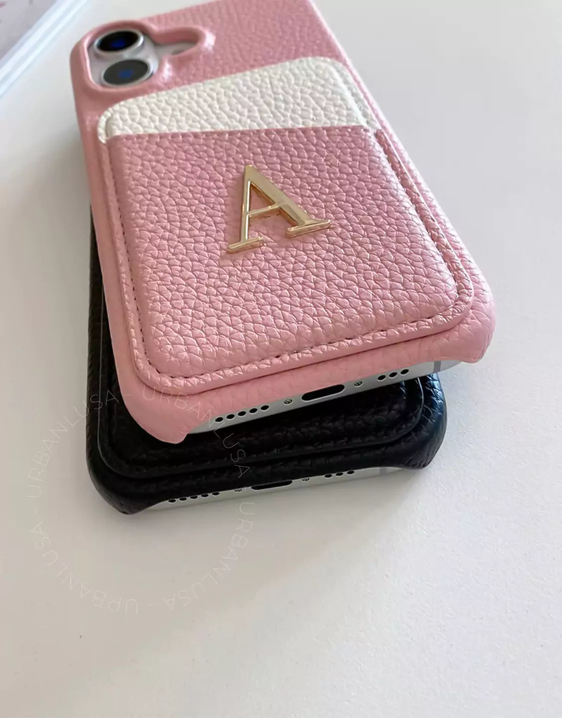 Custom Initial Name Leather Phone Case with Card Holder for iPhone 16 15 14 13 12 11 Pro Max Cute iPhone 16 15 14 13 12 11 Case Aesthetic Phone Case Gift for Her