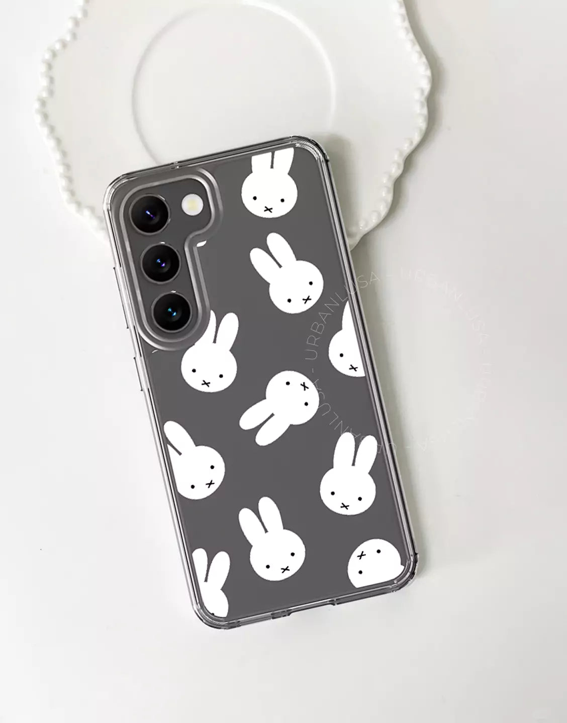 Coque de téléphone à motif de sourire esthétique pour iPhone / Samsung