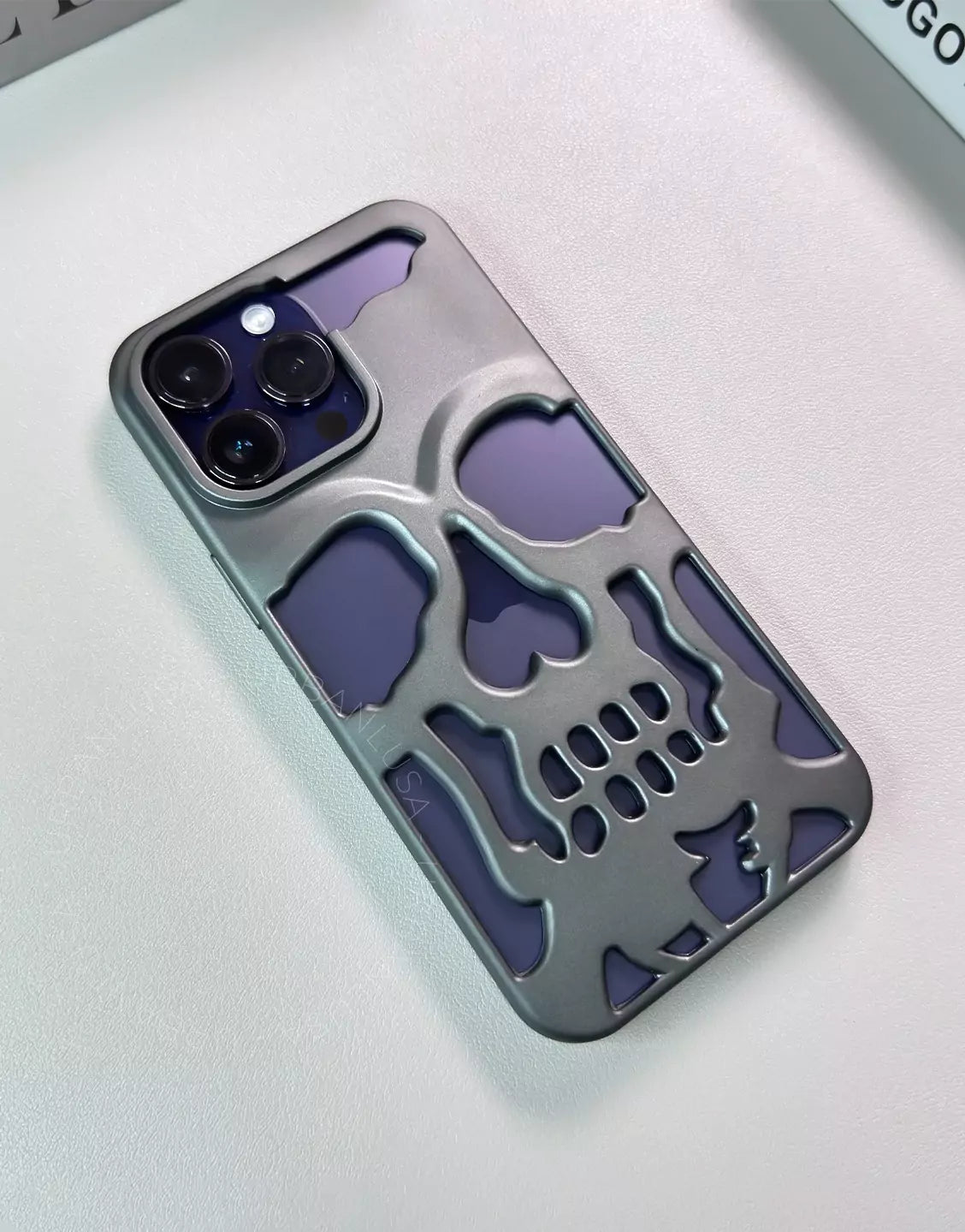 Donkere grunge matte gotische schedel iPhone-hoes
