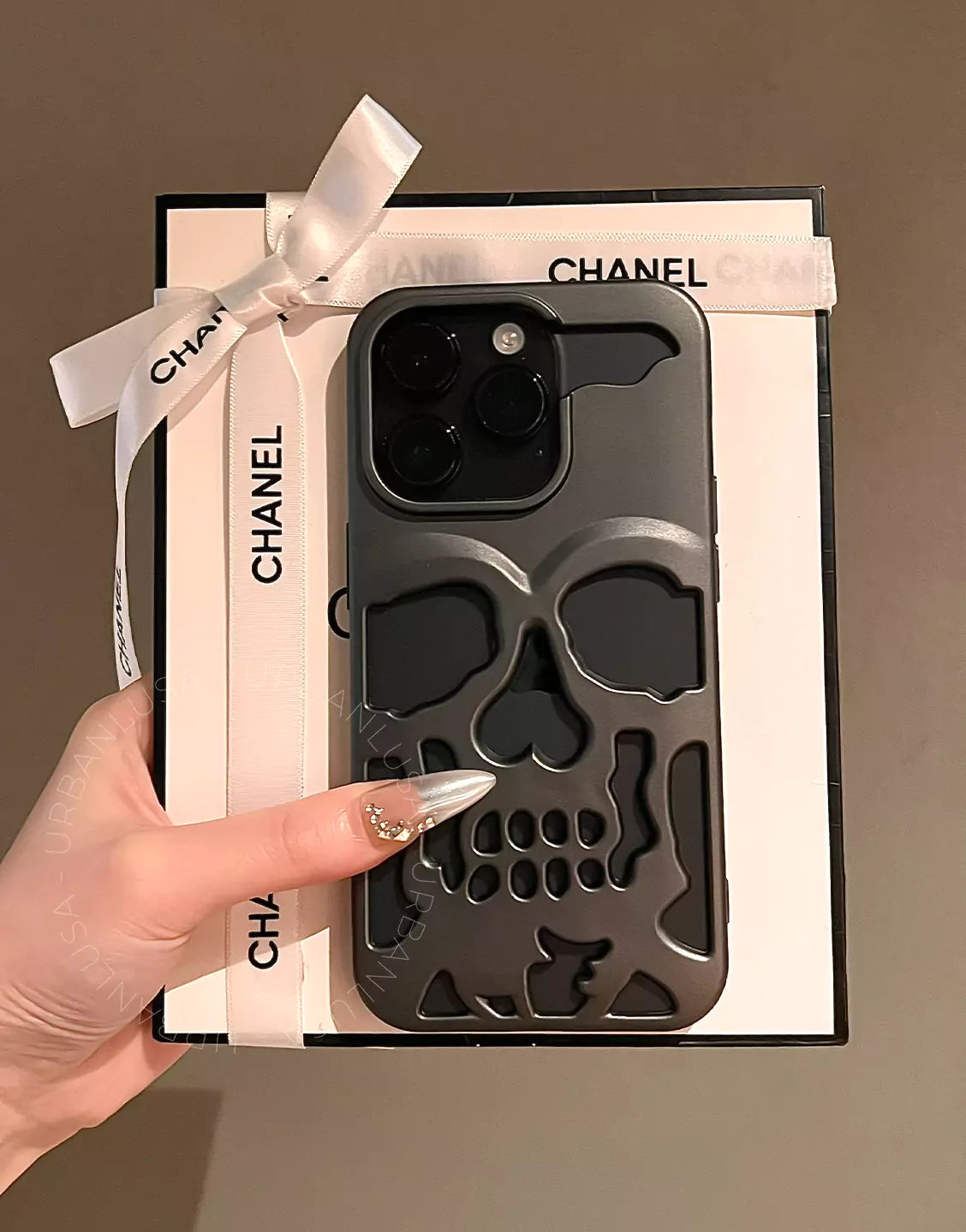 Donkere grunge matte gotische schedel iPhone-hoes