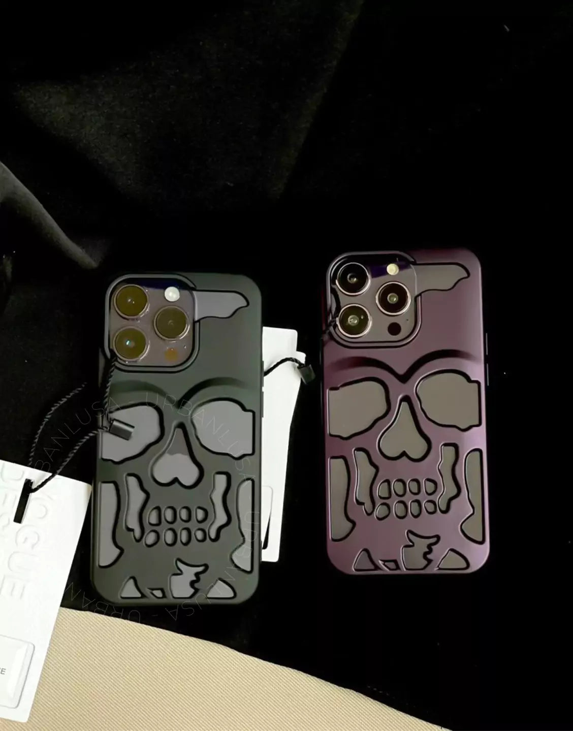 Donkere grunge matte gotische schedel iPhone-hoes