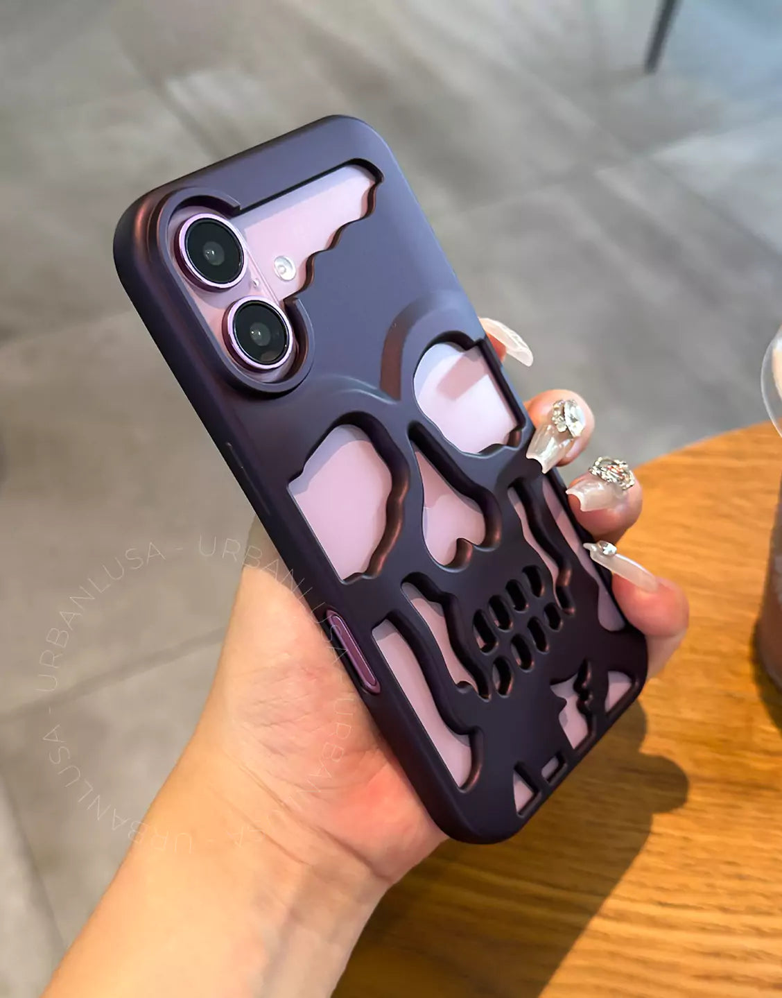 Donkere grunge matte gotische schedel iPhone-hoes