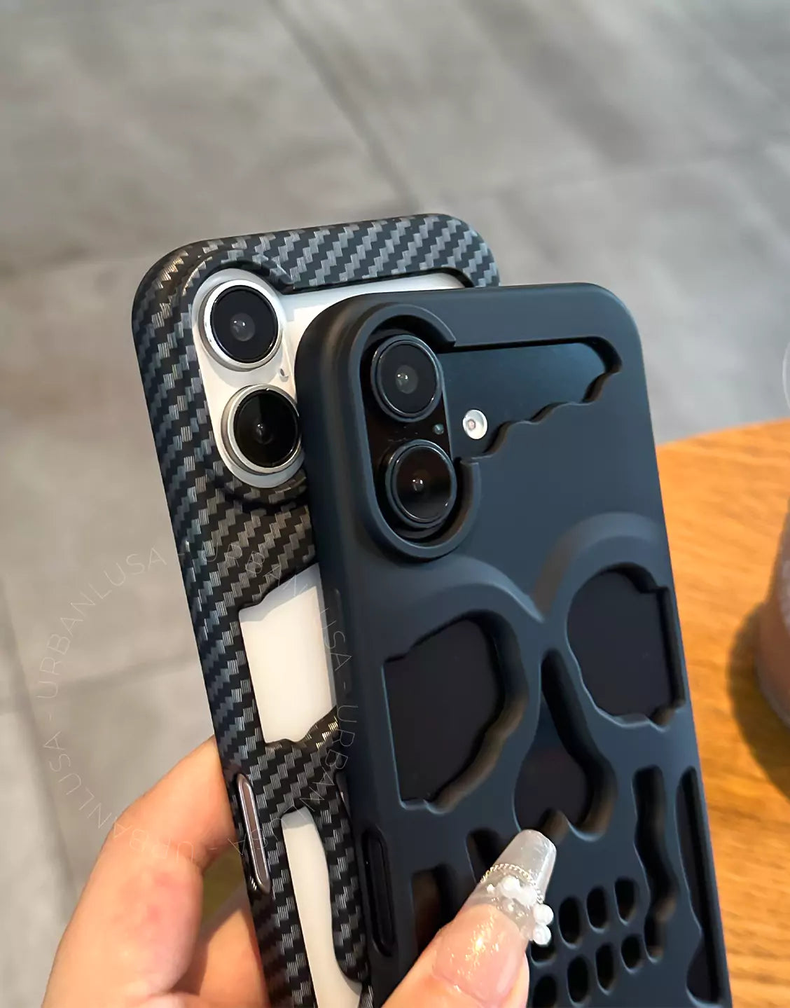 Donkere grunge matte gotische schedel iPhone-hoes