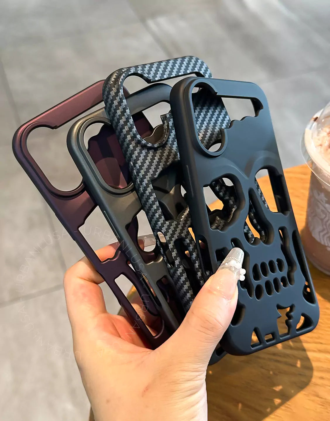 Donkere grunge matte gotische schedel iPhone-hoes