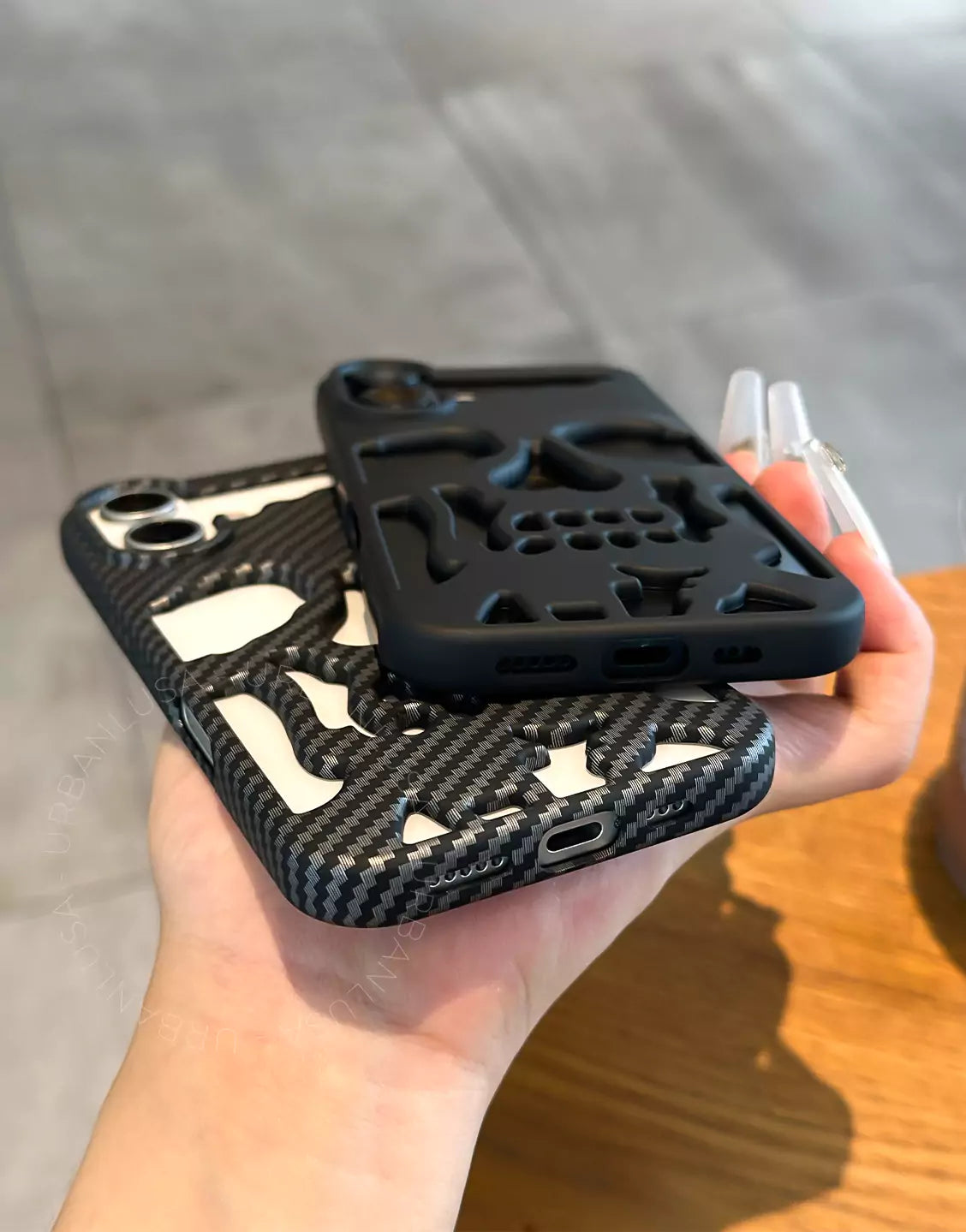 Donkere grunge matte gotische schedel iPhone-hoes