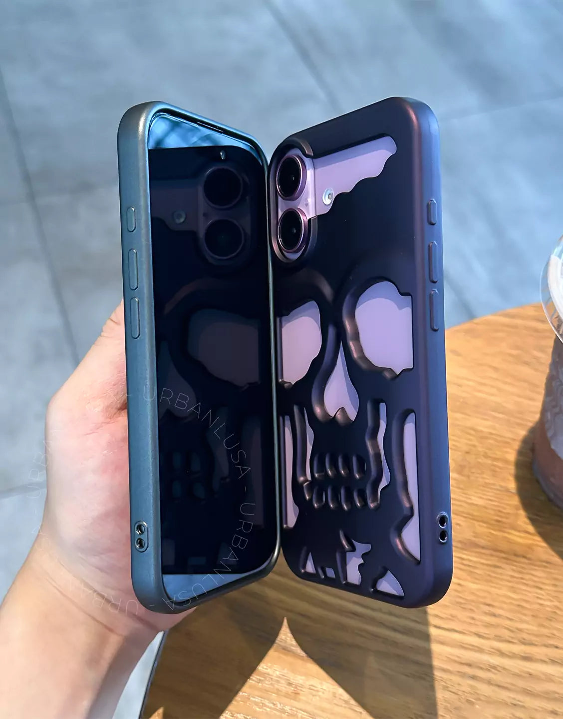 Donkere grunge matte gotische schedel iPhone-hoes
