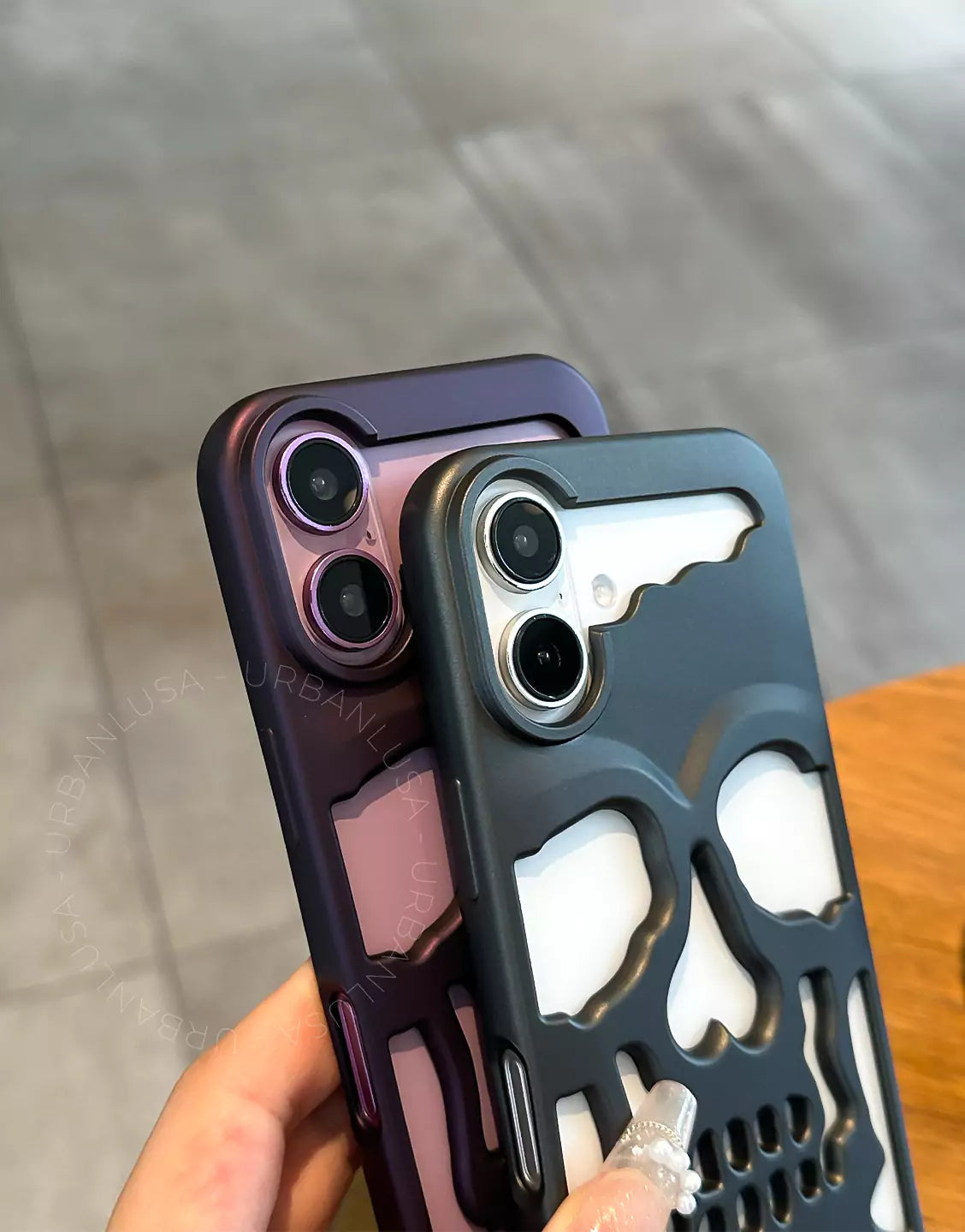 Donkere grunge matte gotische schedel iPhone-hoes