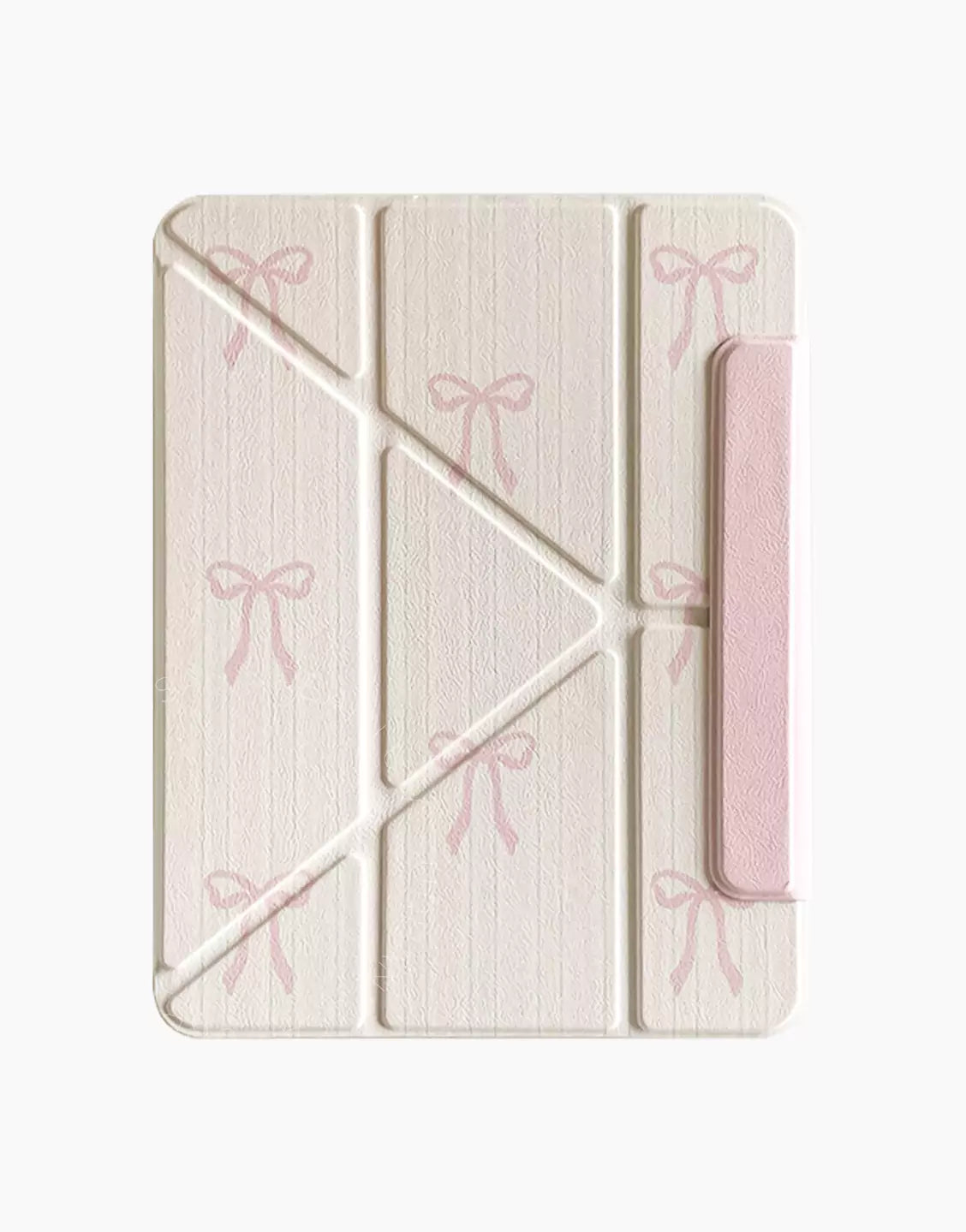 Dreamy Pink Coquette Bowknot Stripes Magnetic iPad Case