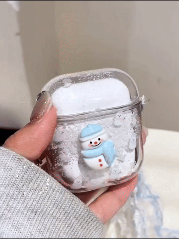 Glitter 3D Snowman Quicksand AirPods Case with Snowman Tassel Pendant