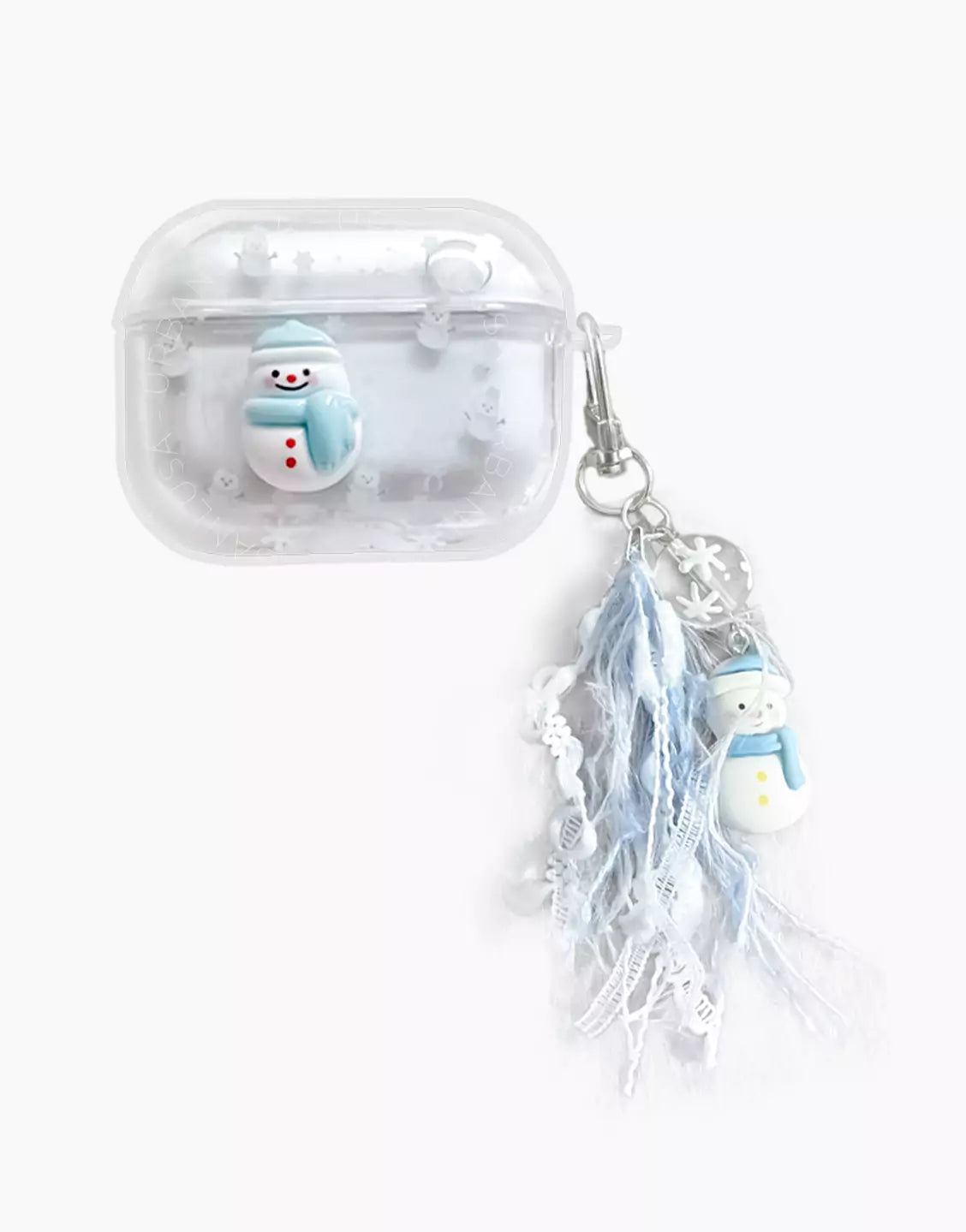 Glitter 3D Snowman Quicksand AirPods Case with Snowman Tassel Pendant