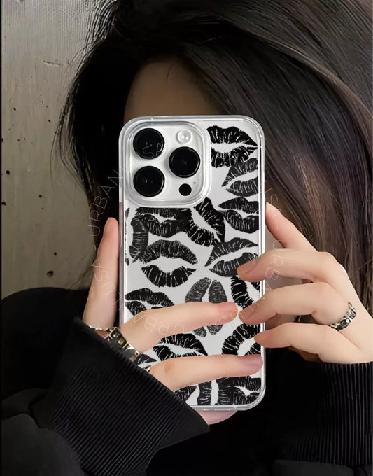 Aesthetic Black Lips iPhone Case