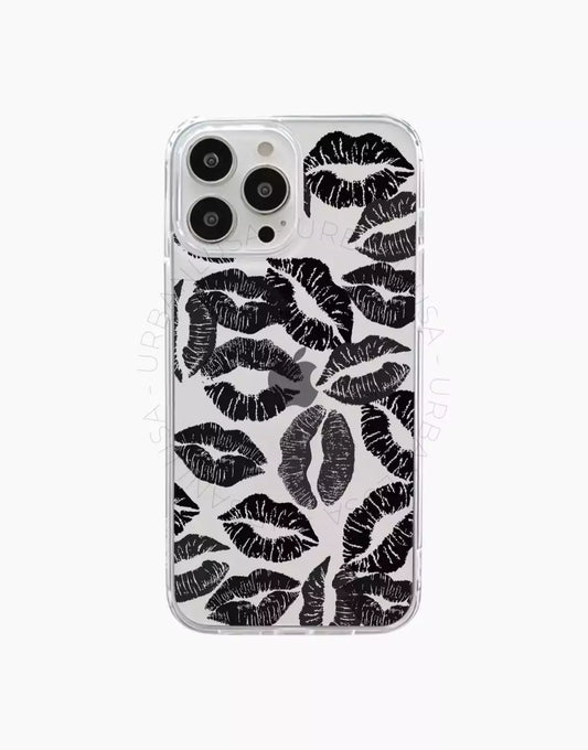 Aesthetic Black Lips iPhone Case