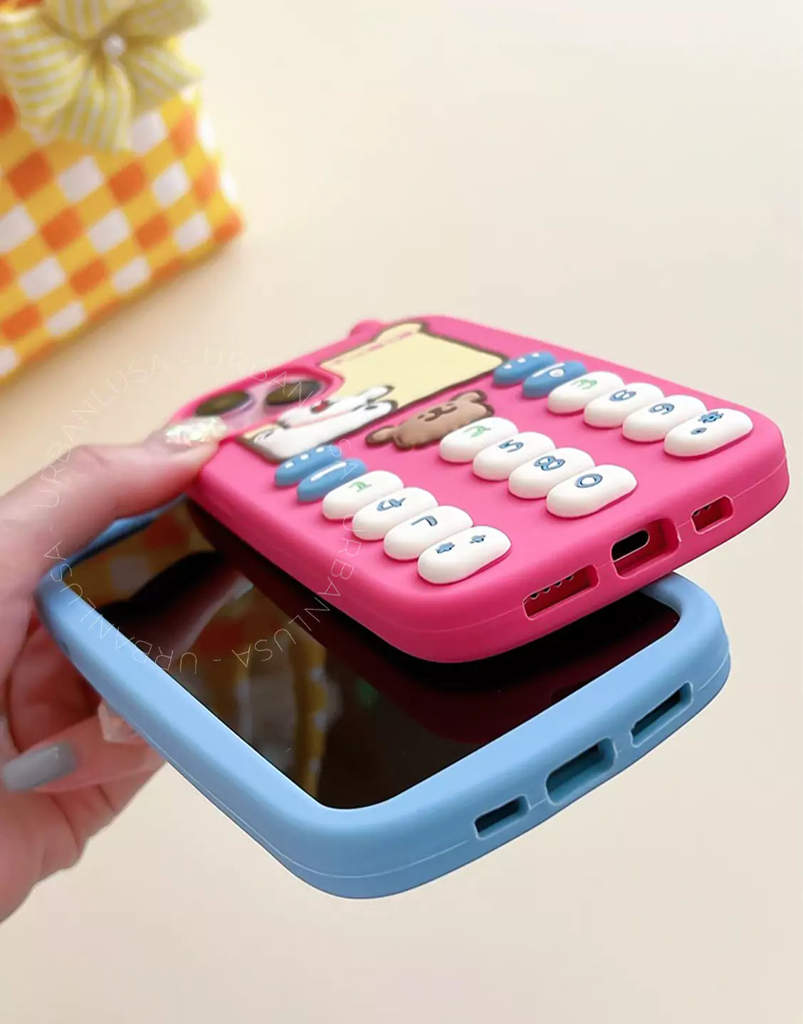 Happy Puppy Blue Classic Telephone Style Phone Case for iPhone 16 15 14 13 12 Pro Max Cute iPhone 16 15 14 13 12 Case Kawaii Aesthetic Phone Case