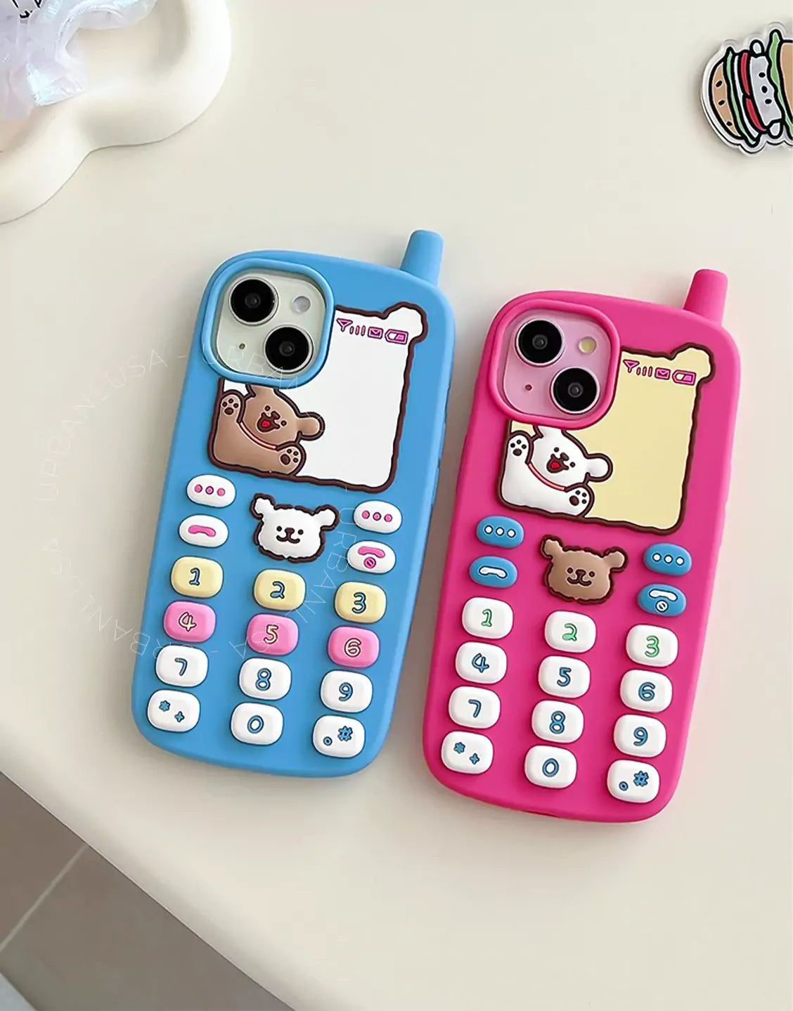 Happy Puppy Blue Classic Telephone Style Phone Case for iPhone 16 15 14 13 12 Pro Max Cute iPhone 16 15 14 13 12 Case Kawaii Aesthetic Phone Case