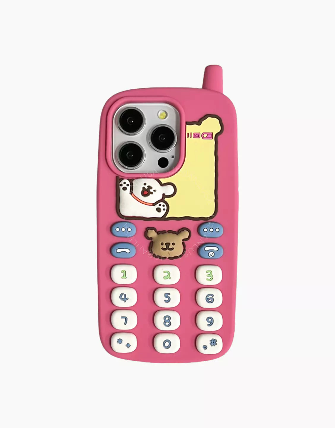 Happy Puppy Pink Classic Telephone Style Phone Case for iPhone 16 15 14 13 12 Pro Max Cute iPhone 16 15 14 13 12 Case Kawaii Aesthetic Phone Case