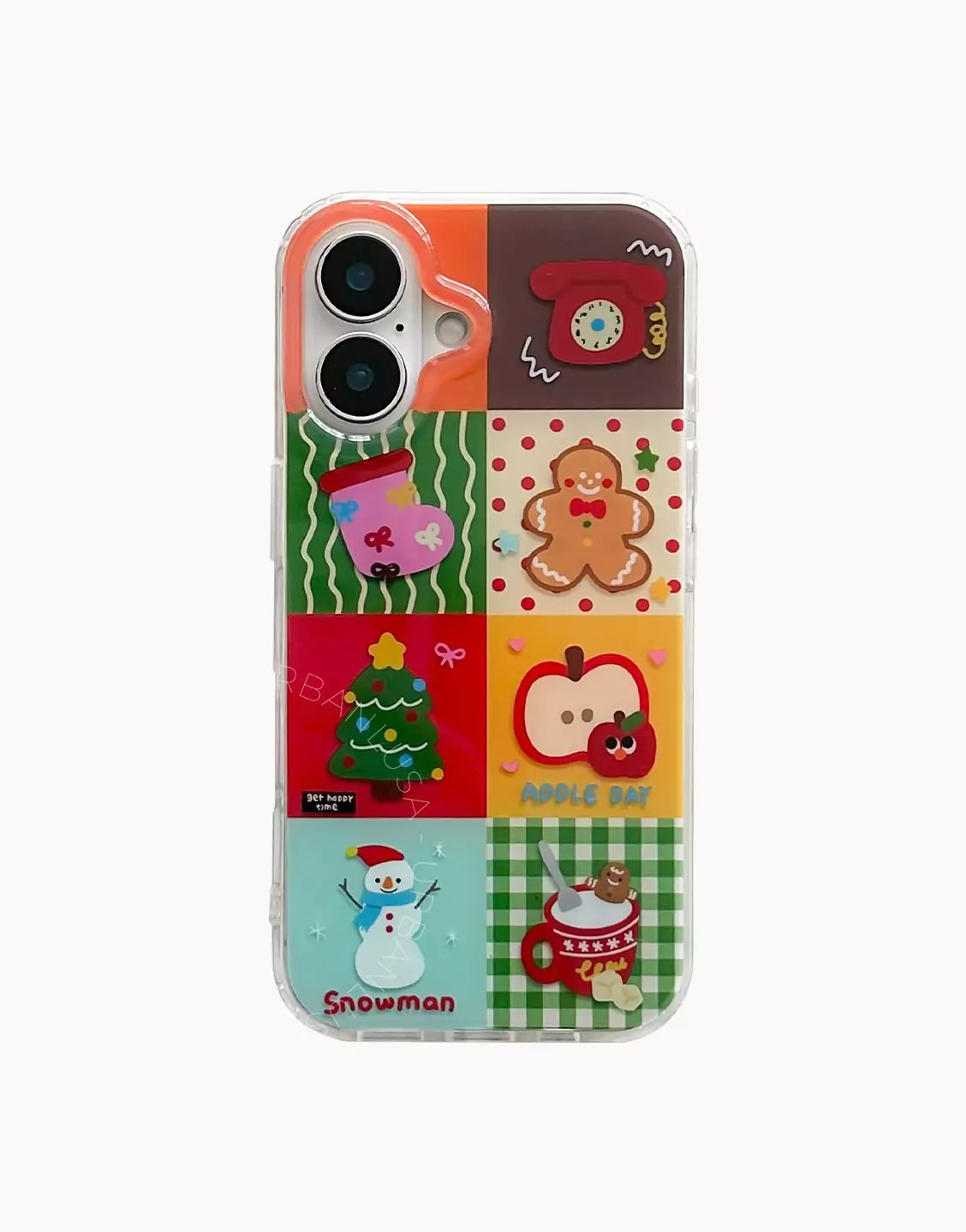 Kawaii Gingerbread Christmas Snowman Pattern iPhone Case with Charm - URBANLUSA