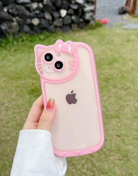 Kawaii Kitty Head Transparent iPhone Case - URBANLUSA