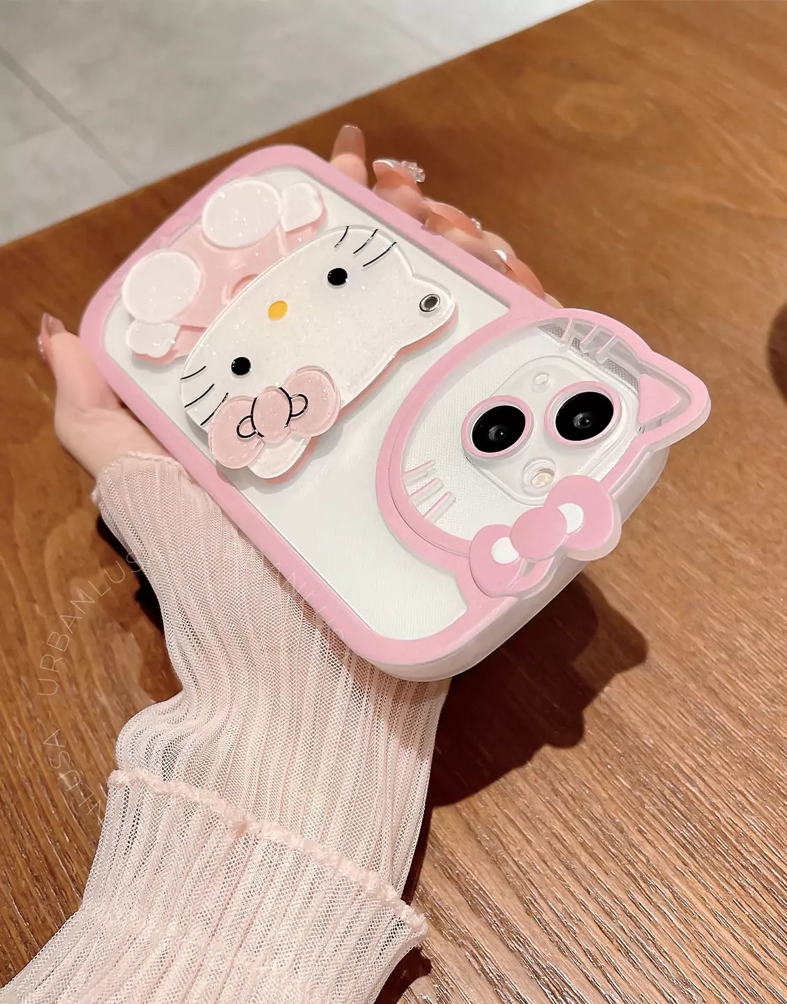 Pink Kawaii Kitty Cat Mirror iPhone Case