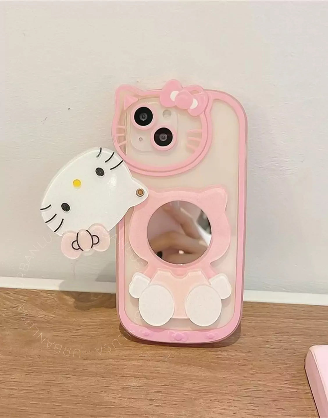 Pink Kawaii Kitty Cat Mirror iPhone Case