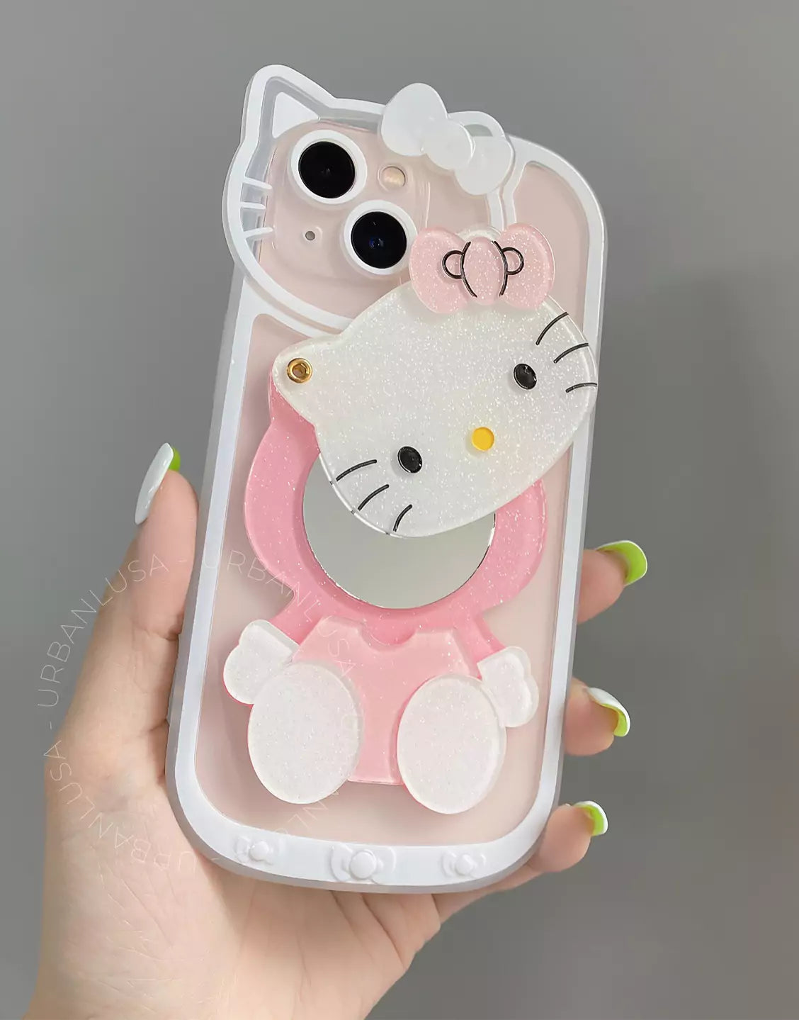 Pink Kawaii Kitty Cat Mirror iPhone Case
