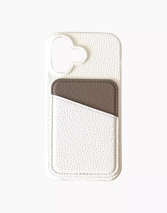 Cute Candy Color White Leather Phone Case with Card Holder for iPhone 16 15 14 13 12 11 Pro Max Cute iPhone 16 15 14 13 12 11 Case Aesthetic Phone Case Gift for Her