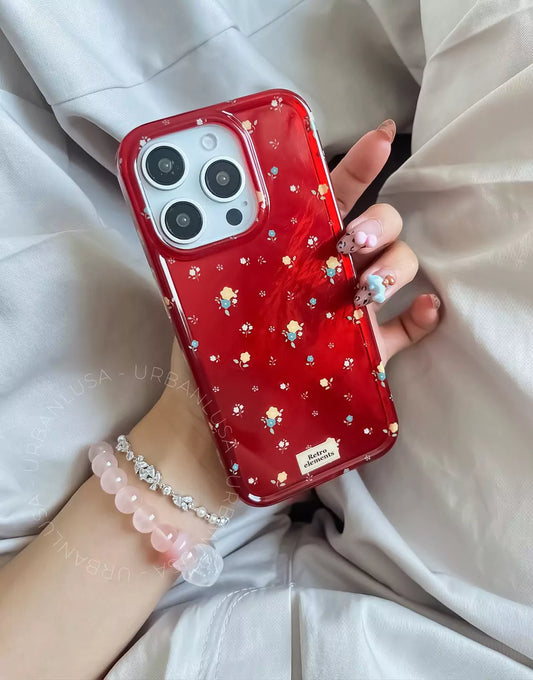 Lovely Retro Red Floral iPhone Case - URBANLUSA