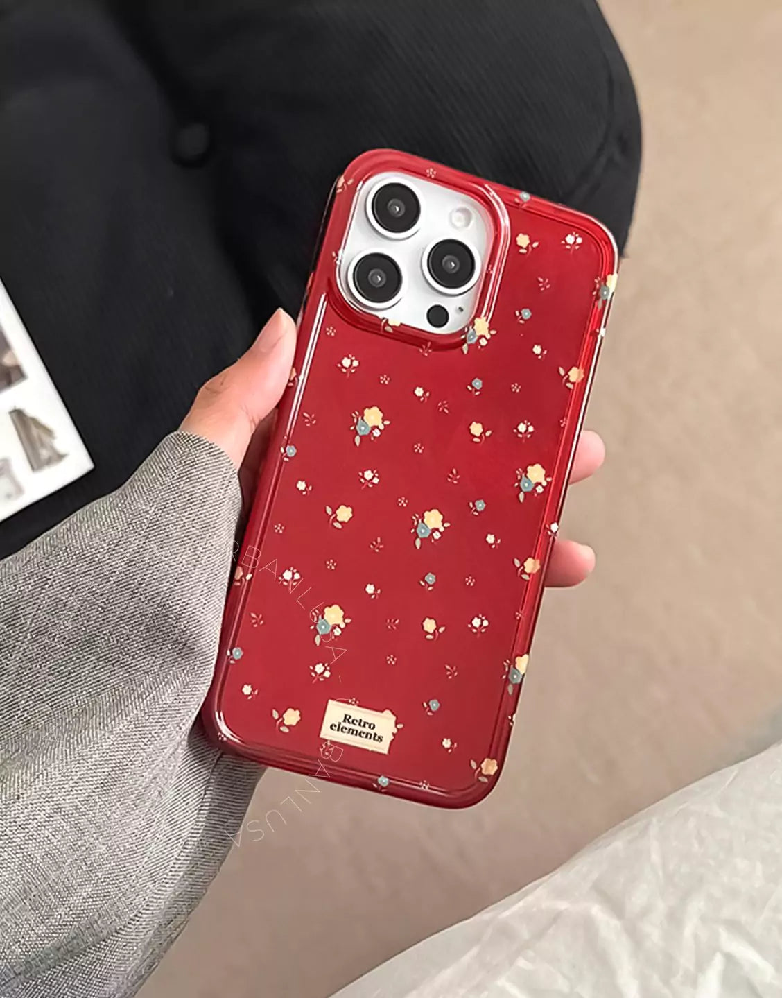 Lovely Retro Red Floral iPhone Case - URBANLUSA
