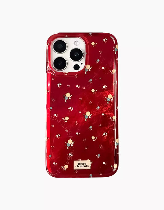 Lovely Retro Red Floral iPhone Case - URBANLUSA