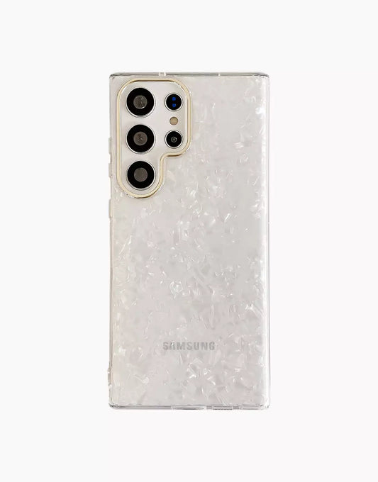Luxury White Dreamy Shell Pattern Glitter Samsung Case