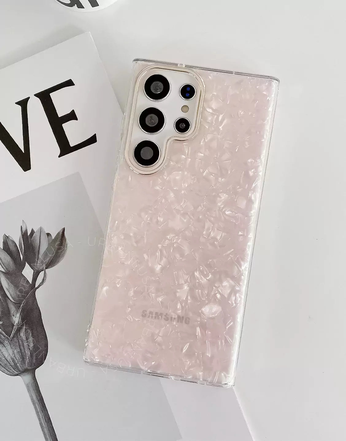 Luxury Black Mable Dreamy Shell Pattern Glitter Samsung Case