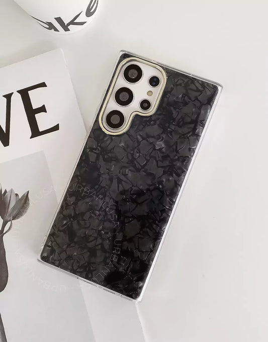 Luxury Black Mable Dreamy Shell Pattern Glitter Samsung Case