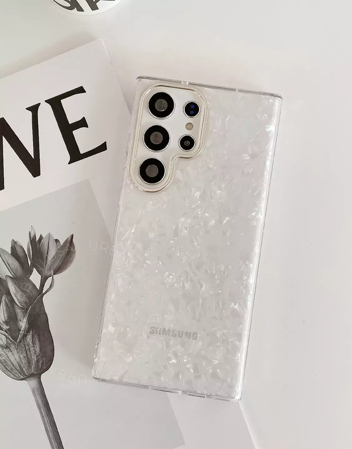 Luxury Black Mable Dreamy Shell Pattern Glitter Samsung Case