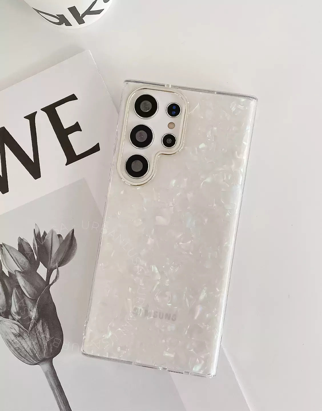 Luxury Black Mable Dreamy Shell Pattern Glitter Samsung Case
