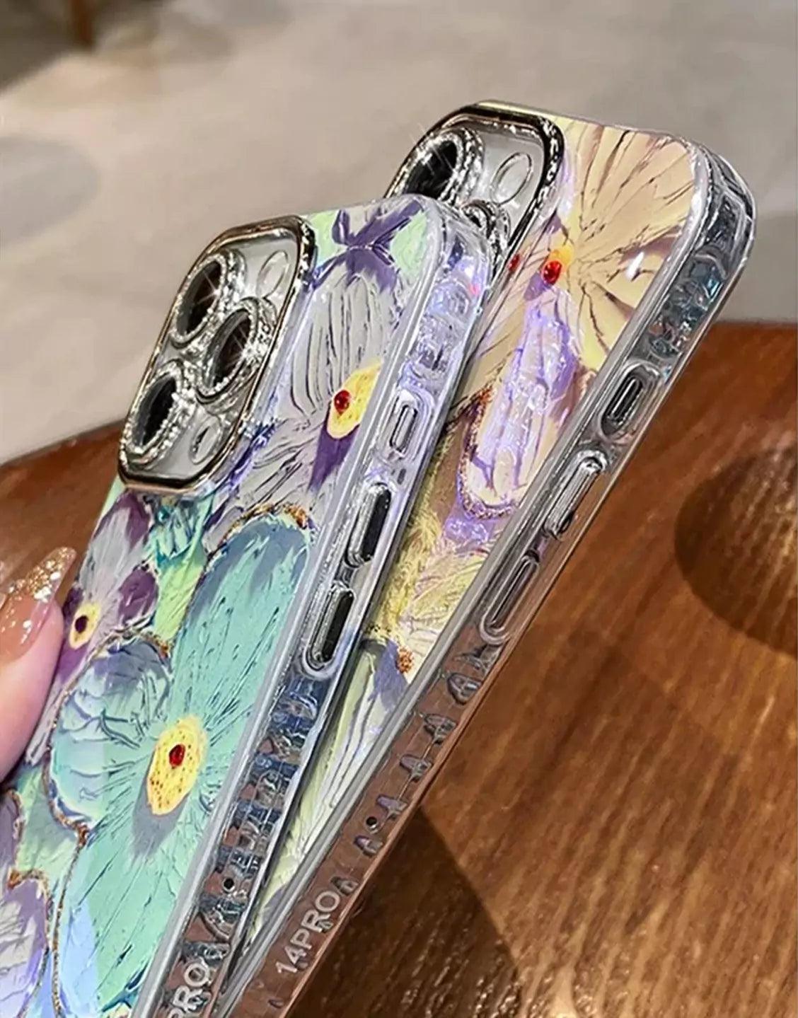 Luxury Flowers Glitter Laser iPhone Case - URBANLUSA