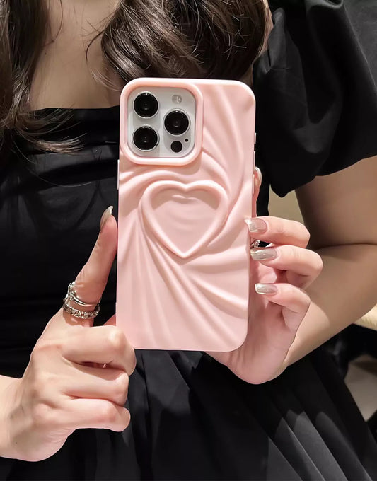 Pretty Pink 3D Wrinkled Heart iPhone Case